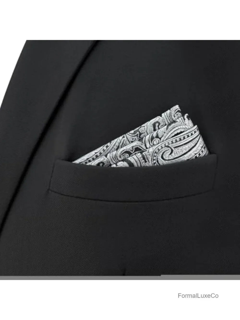 Men's Paisley Pocket Square Silk Blend Jacquard Woven Accessory